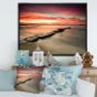 Wonderful Sunrise on Black Ocean  Wall Art