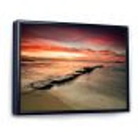 Wonderful Sunrise on Black Ocean  Wall Art