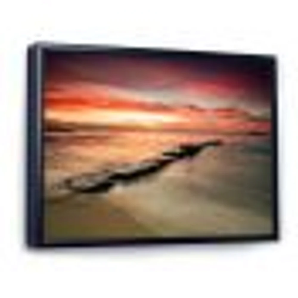 Wonderful Sunrise on Black Ocean  Wall Art