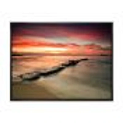 Wonderful Sunrise on Black Ocean  Wall Art