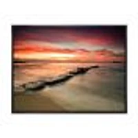 Wonderful Sunrise on Black Ocean  Wall Art