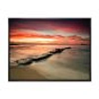 Wonderful Sunrise on Black Ocean  Wall Art