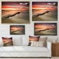 Wonderful Sunrise on Black Ocean  Wall Art