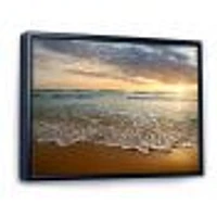 Bright Cloudy Sunset Calm Ocean  Art Canvas