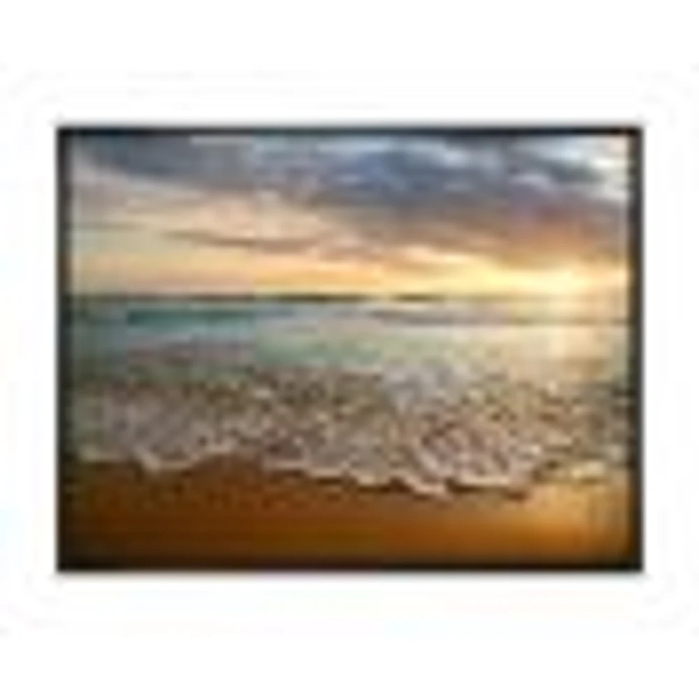 Bright Cloudy Sunset Calm Ocean  Art Canvas