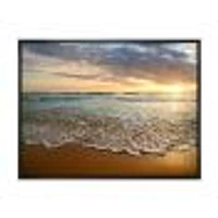 Bright Cloudy Sunset Calm Ocean  Art Canvas