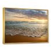 Bright Cloudy Sunset Calm Ocean  Art Canvas