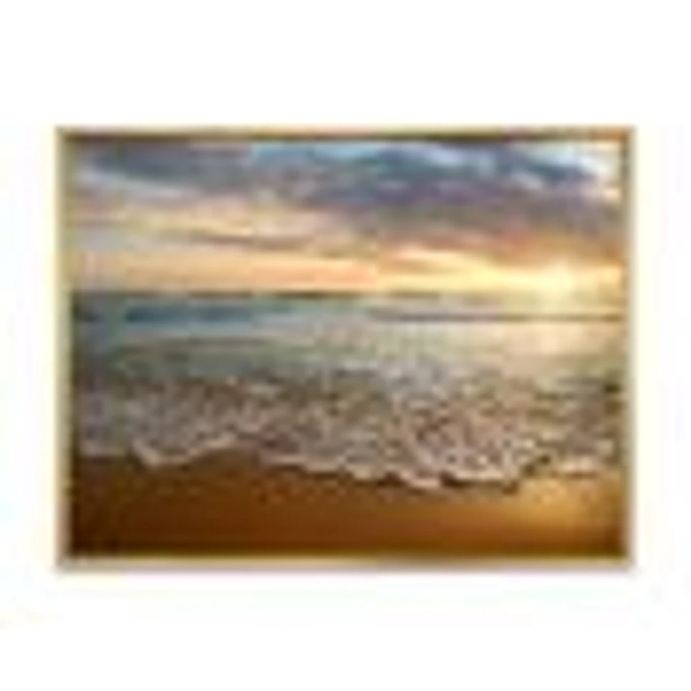 Bright Cloudy Sunset Calm Ocean  Art Canvas