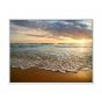 Bright Cloudy Sunset Calm Ocean  Art Canvas