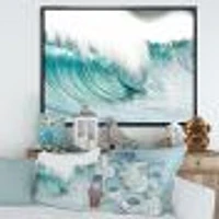 Massive Blue Waves Breaking Beach Art Canvas