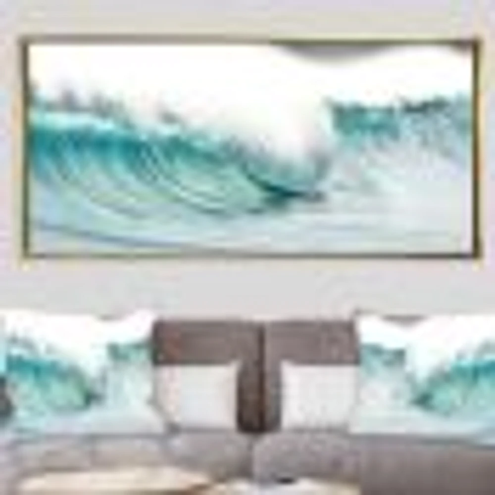 Massive Blue Waves Breaking Beach Art Canvas