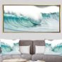 Massive Blue Waves Breaking Beach Art Canvas