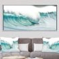 Massive Blue Waves Breaking Beach Art Canvas