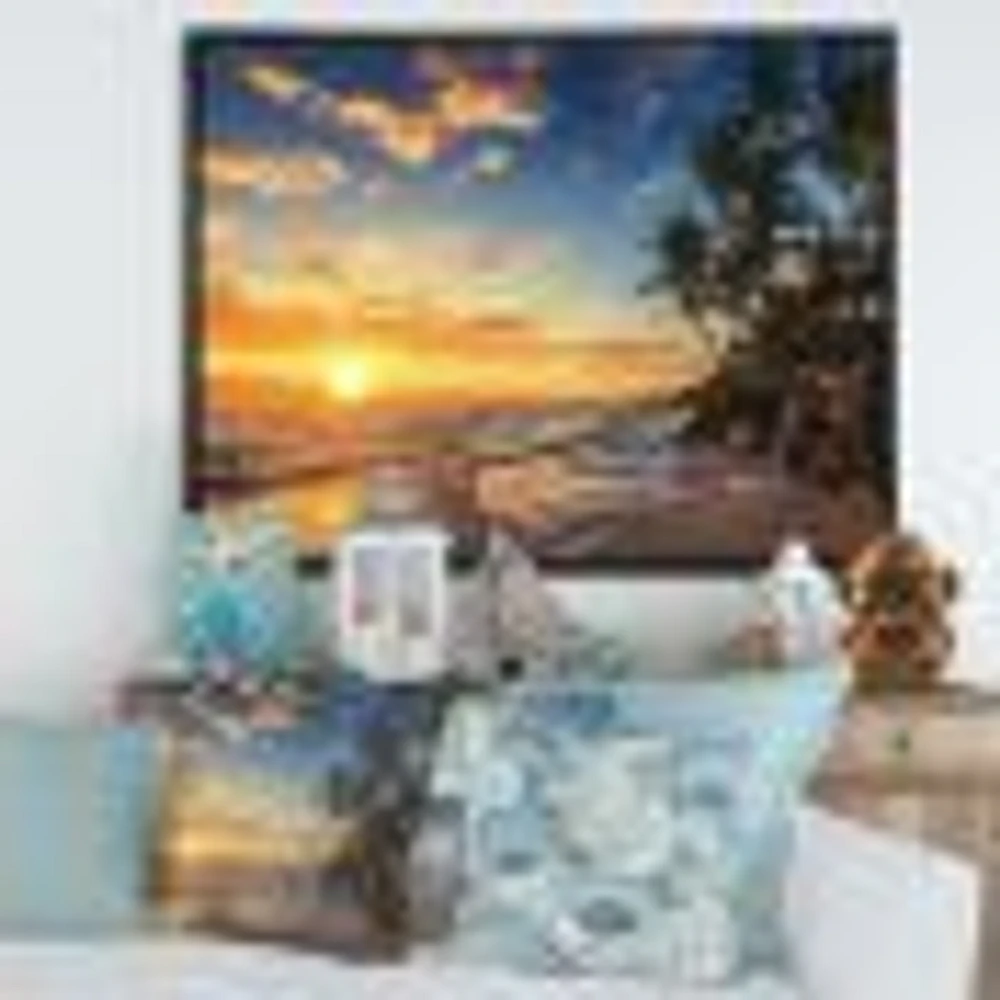 Paradise Tropical Island Beach with Palms  Art Canvas