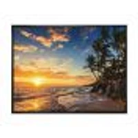 Paradise Tropical Island Beach with Palms  Art Canvas