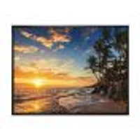 Paradise Tropical Island Beach with Palms  Art Canvas