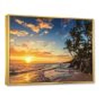 Paradise Tropical Island Beach with Palms  Art Canvas