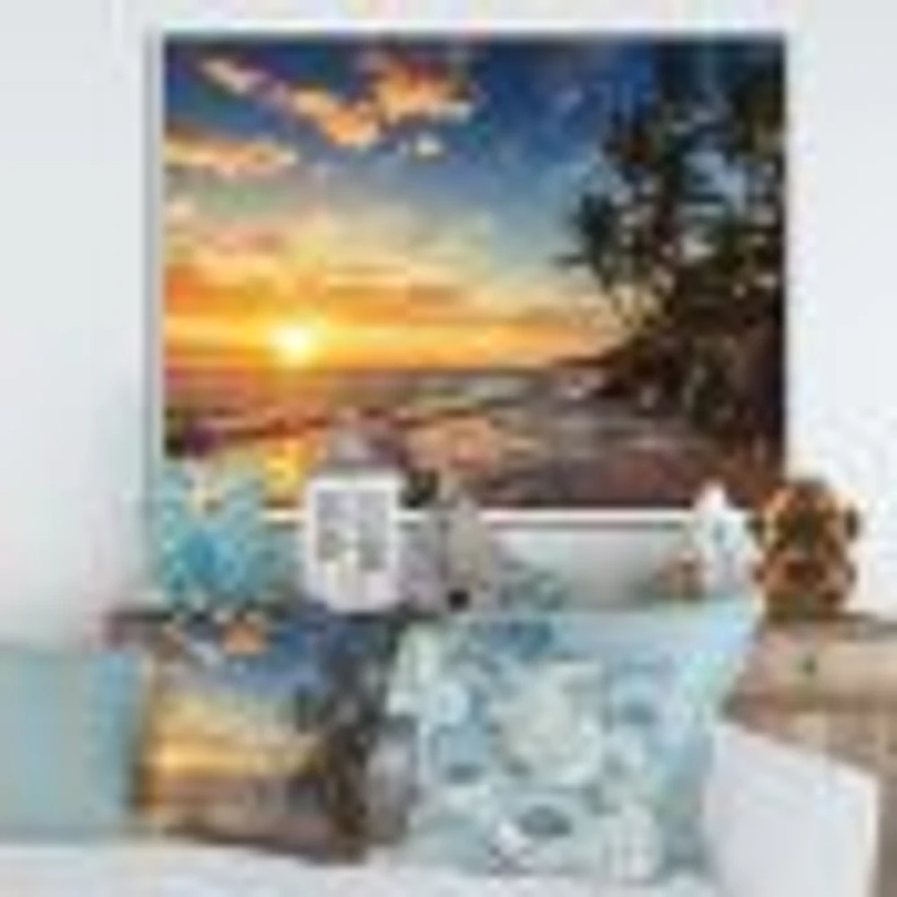 Paradise Tropical Island Beach with Palms  Art Canvas