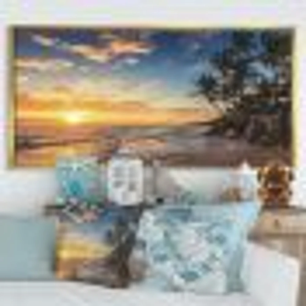 Paradise Tropical Island Beach with Palms  Art Canvas