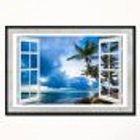 Window Open to Cloudy Blue Sky  Wall Art