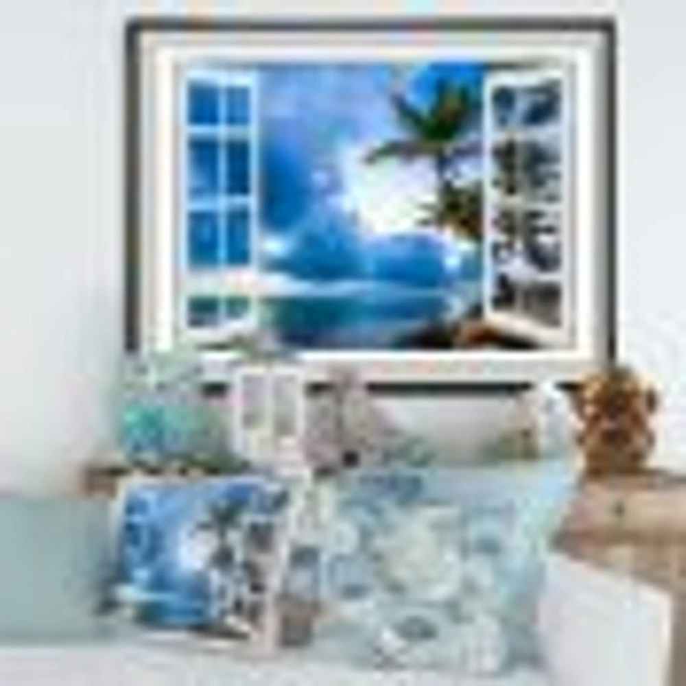 Window Open to Cloudy Blue Sky  Wall Art