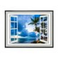 Window Open to Cloudy Blue Sky  Wall Art