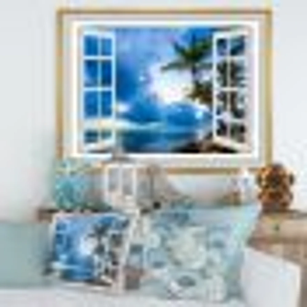 Window Open to Cloudy Blue Sky  Wall Art