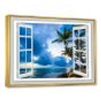 Window Open to Cloudy Blue Sky  Wall Art