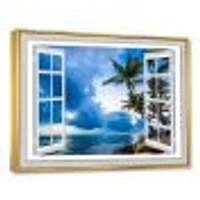 Window Open to Cloudy Blue Sky  Wall Art