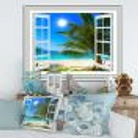 Toile  « Window Open to Beach with Palm »