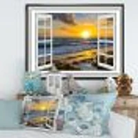 Open Window to Bright Yellow Sunset  Canvas Wall Art Print