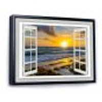 Open Window to Bright Yellow Sunset  Canvas Wall Art Print