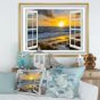 Open Window to Bright Yellow Sunset  Canvas Wall Art Print