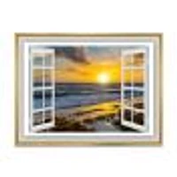 Open Window to Bright Yellow Sunset  Canvas Wall Art Print