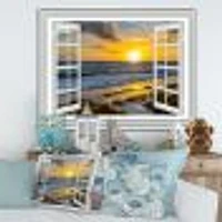 Open Window to Bright Yellow Sunset  Canvas Wall Art Print