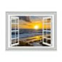 Open Window to Bright Yellow Sunset  Canvas Wall Art Print