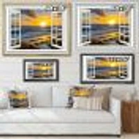 Open Window to Bright Yellow Sunset  Canvas Wall Art Print