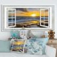 Open Window to Bright Yellow Sunset  Canvas Wall Art Print