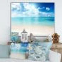 Toile imprimée « Sand of Beach Blue Caribbean Sea »