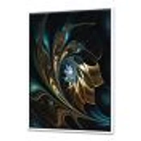 Brown Blue Fractal Flower Black  Canvas Art