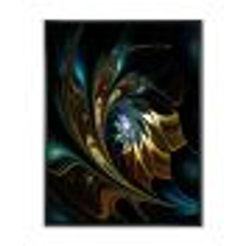 Brown Blue Fractal Flower Black  Canvas Art