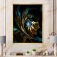 Brown Blue Fractal Flower Black  Canvas Art