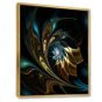 Brown Blue Fractal Flower Black  Canvas Art