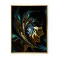 Brown Blue Fractal Flower Black  Canvas Art