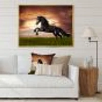 Black Friesian Horse Gallop  Wall Art