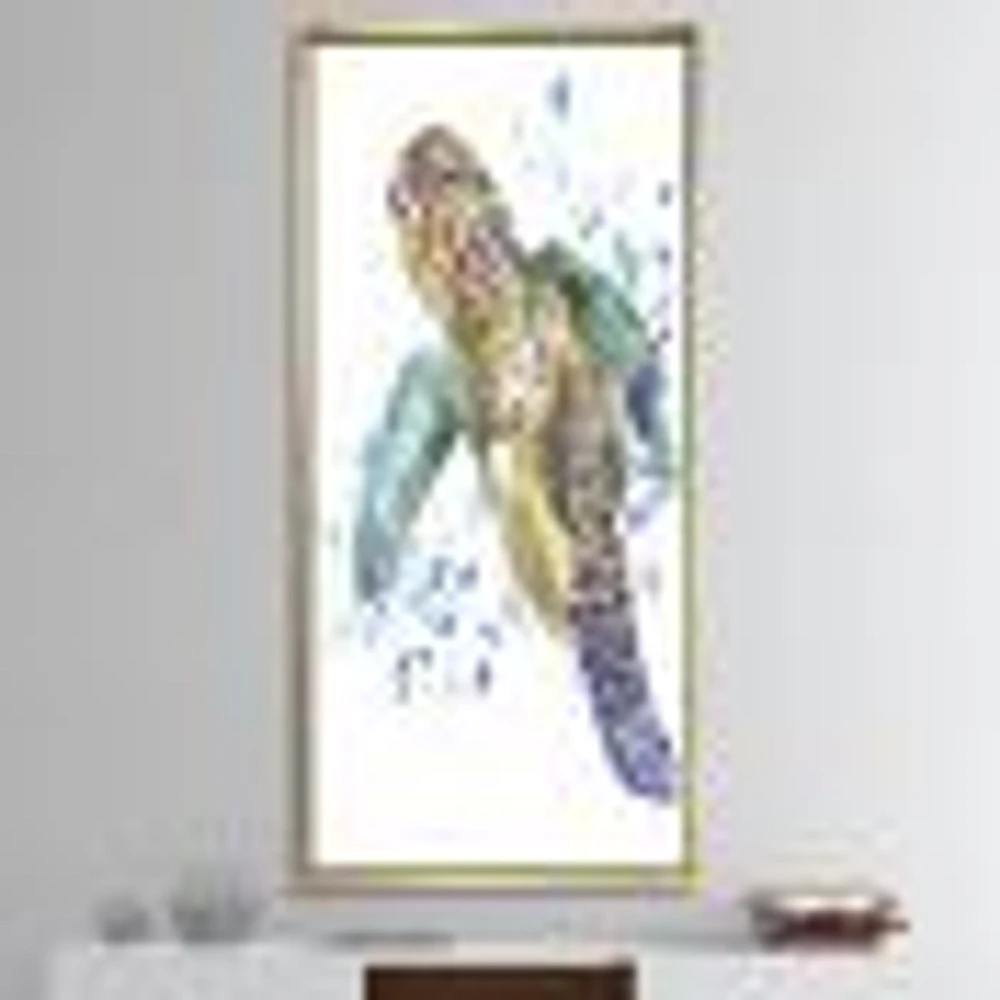 Blue Sea Turtle  Canvas Art Print