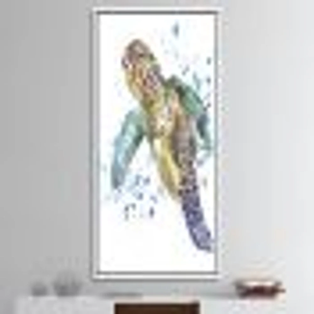 Blue Sea Turtle  Canvas Art Print