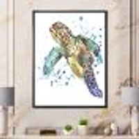 Blue Sea Turtle  Canvas Art Print