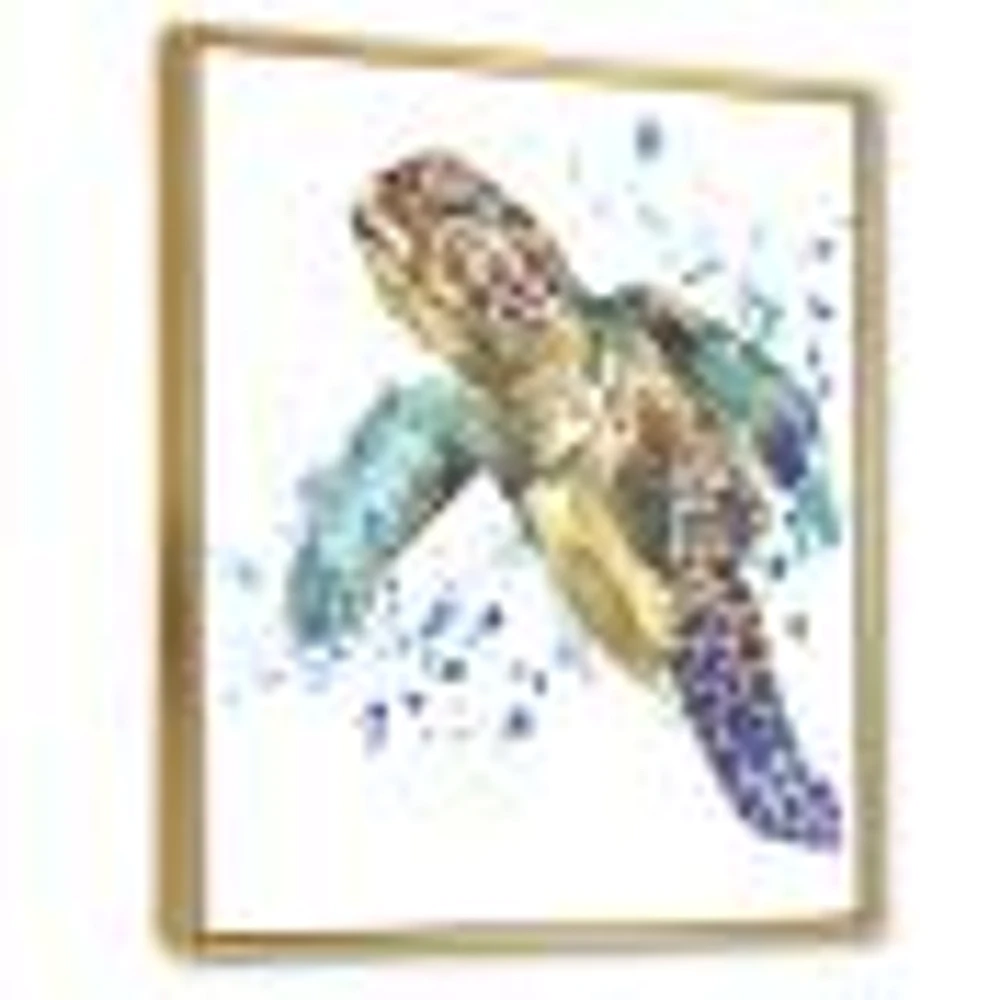 Blue Sea Turtle  Canvas Art Print