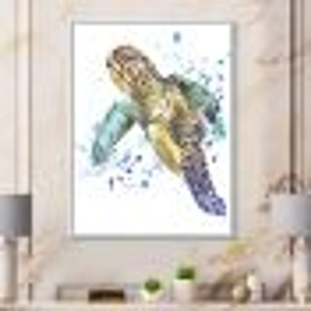 Blue Sea Turtle  Canvas Art Print